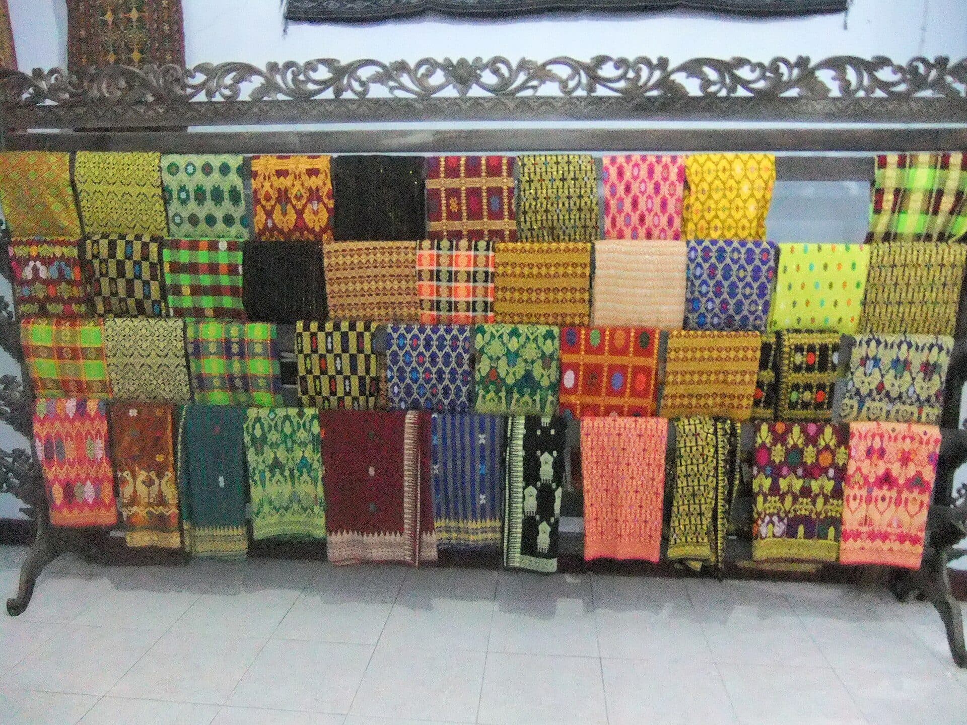 Detailed ikat patterns in traditional Sasak weaving