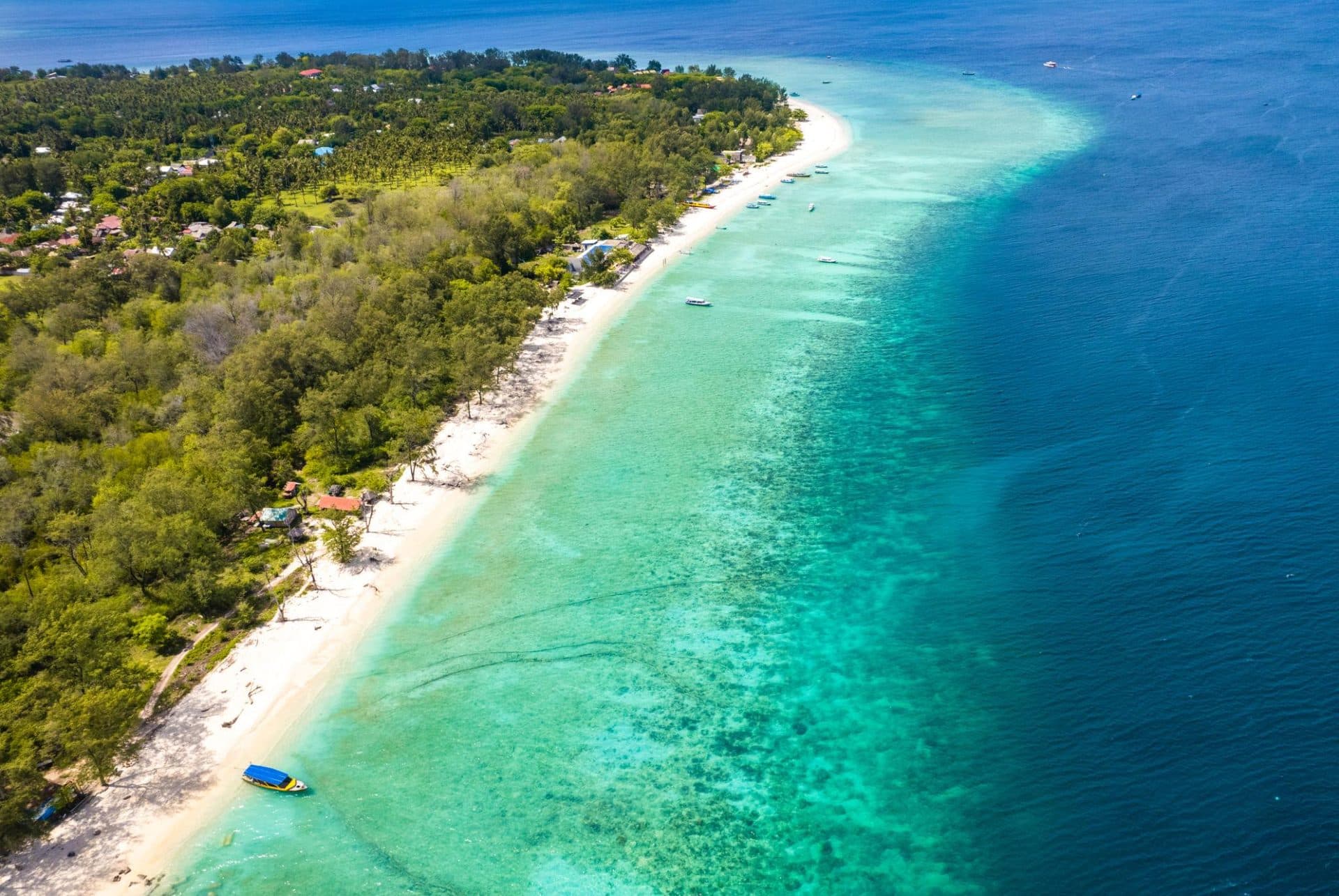 Quiet white-sand beach along Gili Meno