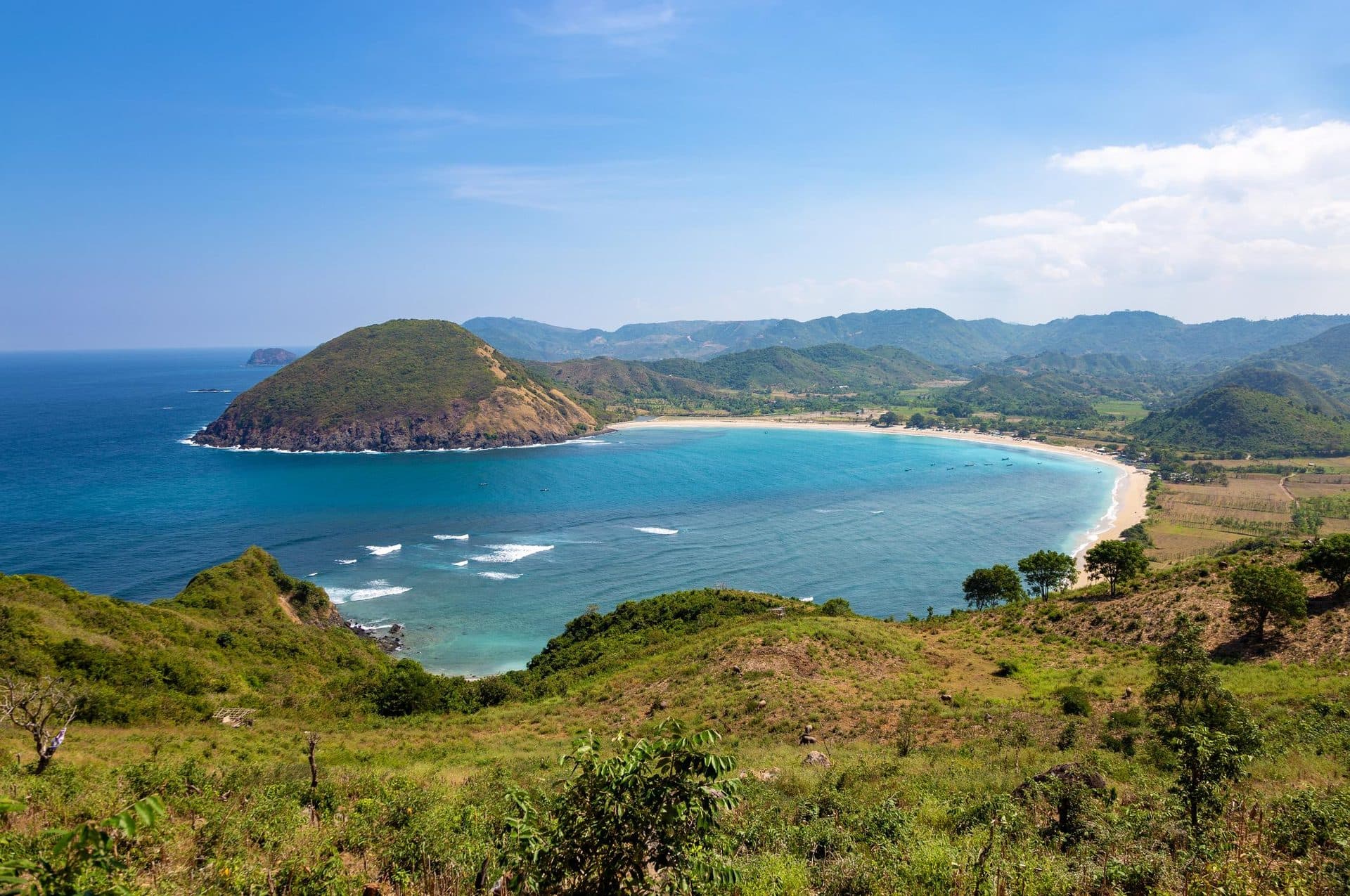 Mawun Beach and its rounded headland from the hills