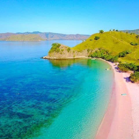 Aerial view of Pink Beach Lombok