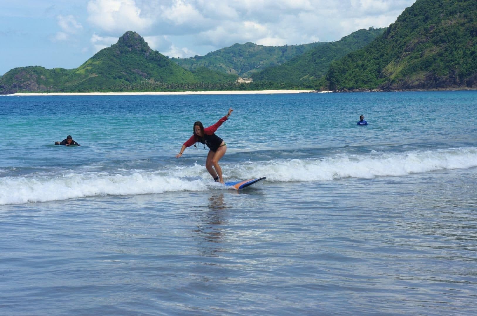 Learning to surf at Selong Belanak