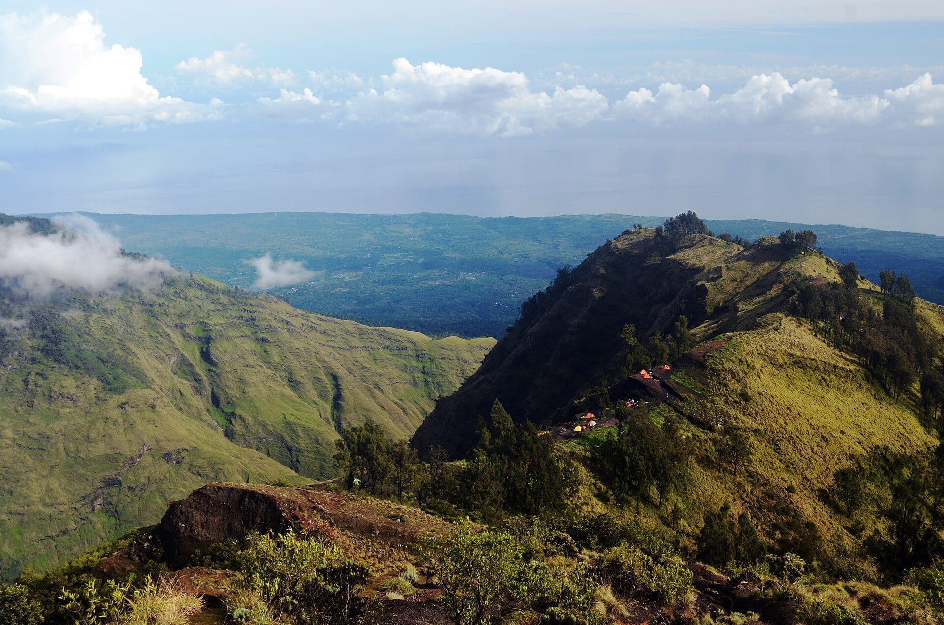 Plawangan Sembalun ridge camps looking over the Lombok highlands
