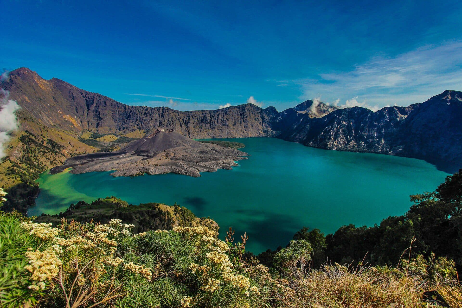 Segara Anak crater lake inside Mount Rinjani
