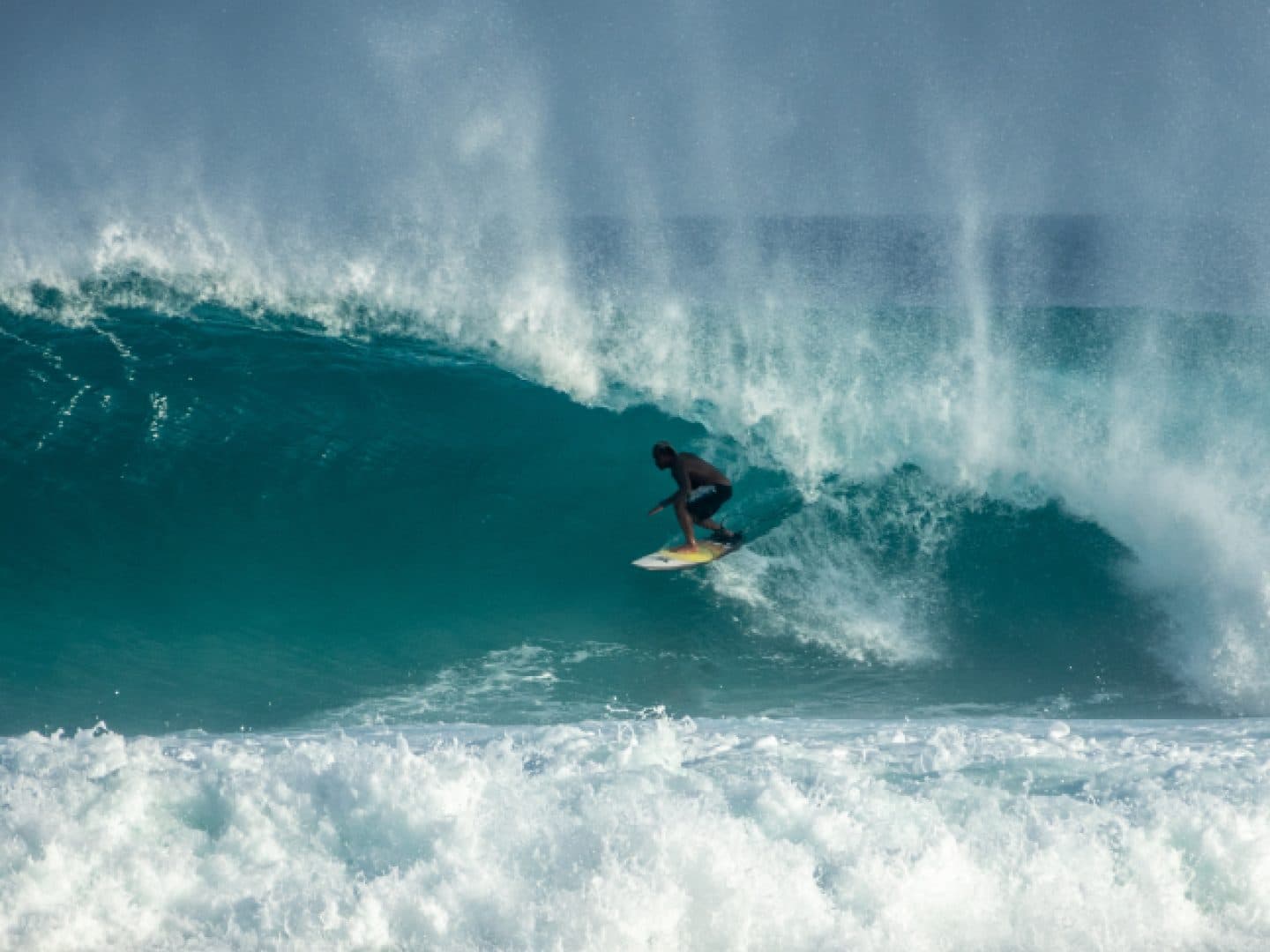 Surfer in a large pit